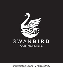 swan bird icon isolated on black background