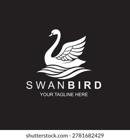 swan bird icon isolated on black background