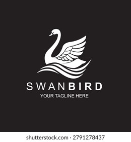 swan bird icon isolated on black background