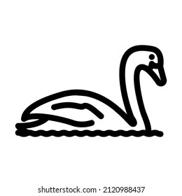 swan bird line icon vector. swan bird sign. isolated contour symbol black illustration