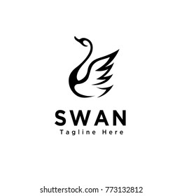 swan bird logo art