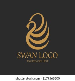 swan bird logo, unique concept logo, Golden swan logo