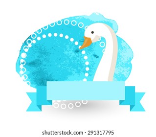 Swan Bird - Ribbon Banner - Traditional Indian