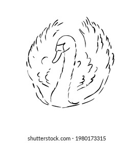 swan, bird. Template for the design of labels, banners, postcards or logos. vector illustration.