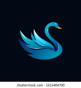 swan bird wing feather vector logo icon illustration