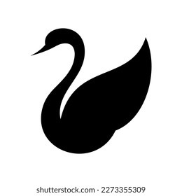 Swan black icon. Stylized vector glyph isolated on white background. Best for seamless patterns, polygraphy, logo creating, mobile apps and web design.