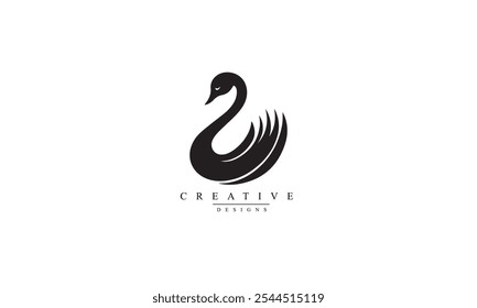 Swan black logo. Luxury logo white background
