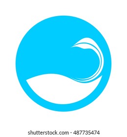 Swan in the blue circle. Simple logo vector design. Spa wellness and beauty theme.