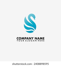 Swan Blue Water Drop Logo  vector template