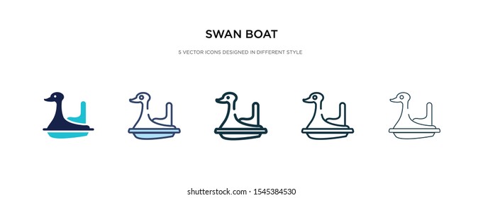 Swan Boat Icon In Different Style Vector Illustration. Two Colored And Black Swan Boat Vector Icons Designed In Filled, Outline, Line And Stroke Style Can Be Used For Web, Mobile, Ui