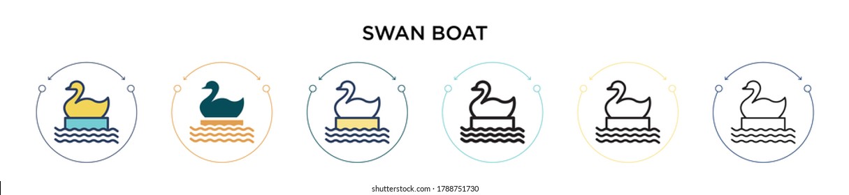 Swan Boat Icon In Filled, Thin Line, Outline And Stroke Style. Vector Illustration Of Two Colored And Black Swan Boat Vector Icons Designs Can Be Used For Mobile, Ui, Web