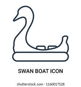 Swan Boat Icon Vector Isolated On White Background, Swan Boat Transparent Sign , Outline Linear Symbol Or Thin Lined Pictogram