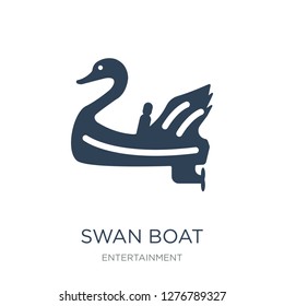 Swan Boat Icon Vector On White Background, Swan Boat Trendy Filled Icons From Entertainment Collection, Swan Boat Vector Illustration