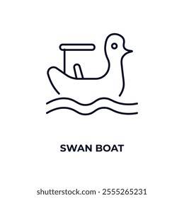 swan boat outline icon. Linear vector from entertainment concept. Thin line swan boat icon isolated on white background