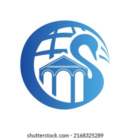 Swan Building Globe Logo Design
