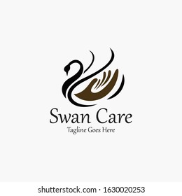 Swan care logo design template. Vector illustration