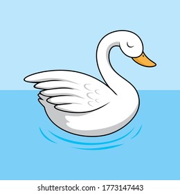 Swan Cartoon Cute Bird Illustration Isolated