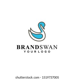 Swan in Circle abstract Logo design vector template