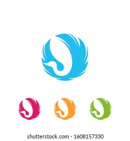Swan in Circle abstract Logo design vector template
