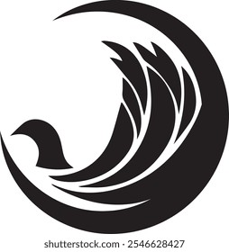 Cisne em círculo elegante preto e branco Silhueta