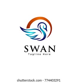 Swan with circle sun logo