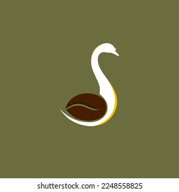 Swan coffee bean logo vector