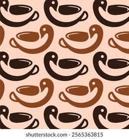 Swan Coffee pattern background illustration vector design template