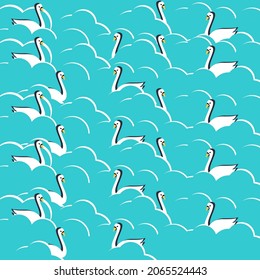 Swan. Collection with different textures. Cartoon flat-style vector illustration. Design elements for holiday cards