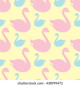 Swan colorfull bright seamless pattern