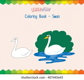 Swan coloring book educational game