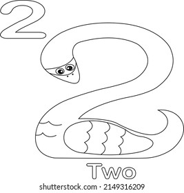 Swan coloring page like a number, Solid fill illustration in EPS 10 format.