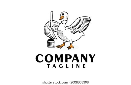 swan combine with cleaning logo design