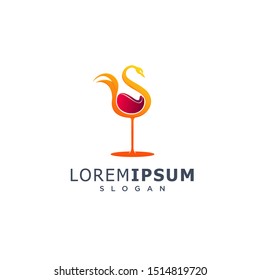 swan combine with wine logo design