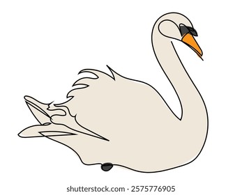 Swan in continuous line style and can be edited later