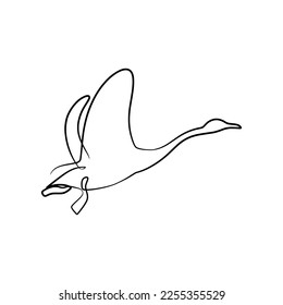 Dibujo continuo de una línea de dibujo, dibujo de una sola línea de cisne, diseño de arte de línea cisne