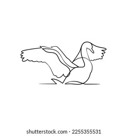 Swan continuous one line art drawing, single line drawing of swan, swan line art design