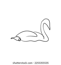 Swan continuous one line art drawing, single line drawing of swan, swan line art design