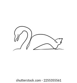 Swan continuous one line art drawing, single line drawing of swan, swan line art design
