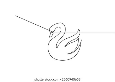 Swan continuous one line drawing and minimalist style isolate outline vector illustration