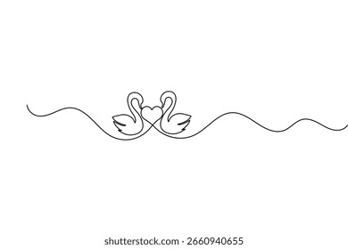 Swan desenho contínuo de uma linha e estilo minimalista isolar contorno vetor ilustração