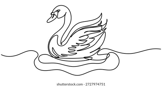 Schwan durchgehende einzeilige Zeichnung und minimalistischen Stil isolieren Umriss Vektorgrafik. 