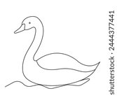 swan continuous single line art design, one line art