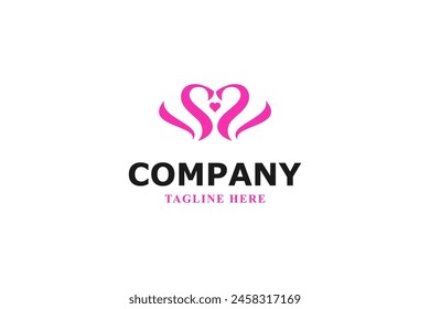 swan couple and heart logo