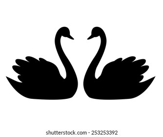 Swan couple in love illustration / clipart isolated on white background. Can use as wedding invitation cards , wedding / love related designs and logo