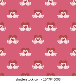 Swan Couple in Red Love Vector Graphic Cartoon Seamless Pattern for Background and Apparel Design