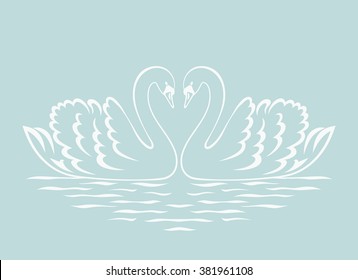 
Swan couple silhouette. Vector illustration.