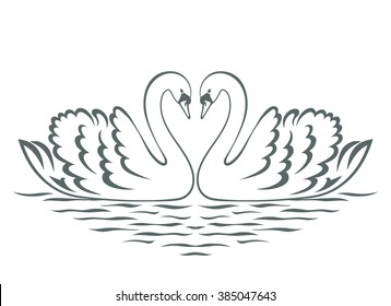 
Swan couple silhouette. Vector illustration.