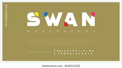 Swan Creative modern liquid alphabet display font vector. Unique trendy typography style