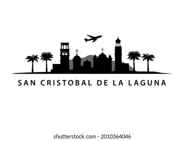 Swan Cristobal De La Laguna Cityscape Tenerife Skyline  City on Tropical Spanish Island