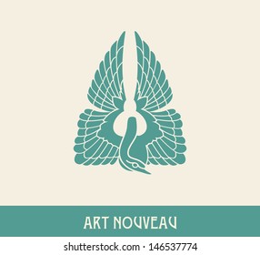 Swan. Design element in art nouveau style